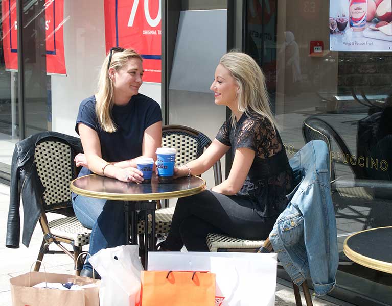 Plenty of places to relax after bagging all those bargains